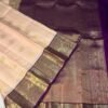 Kanchipuram Silk saree In Biscuit Cream With Purple