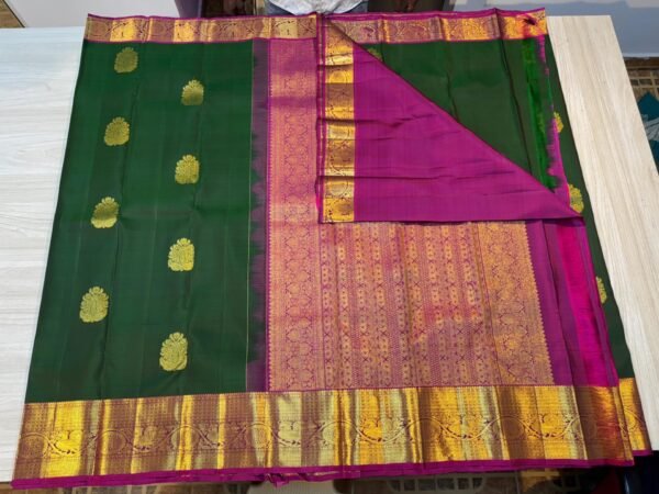 Kanchipuram Silk Saree Green With Purple