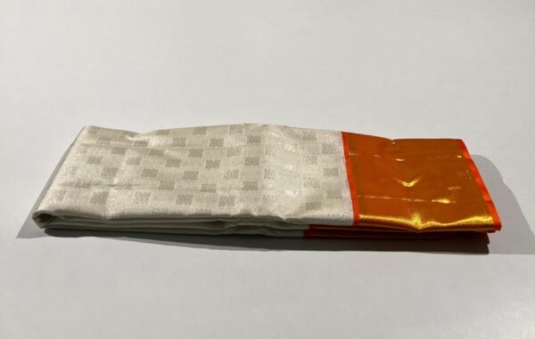 Kanchipuram Muhurtham saree White With Orange