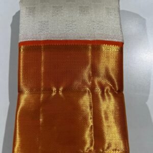 Kanchipuram Muhurtham saree White With Orange