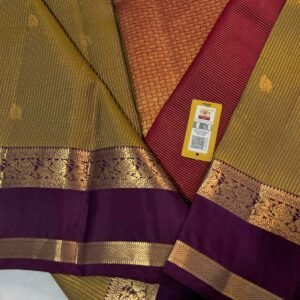 Kanchipurama Silk saree In Mehndi Green With Coffee Brown