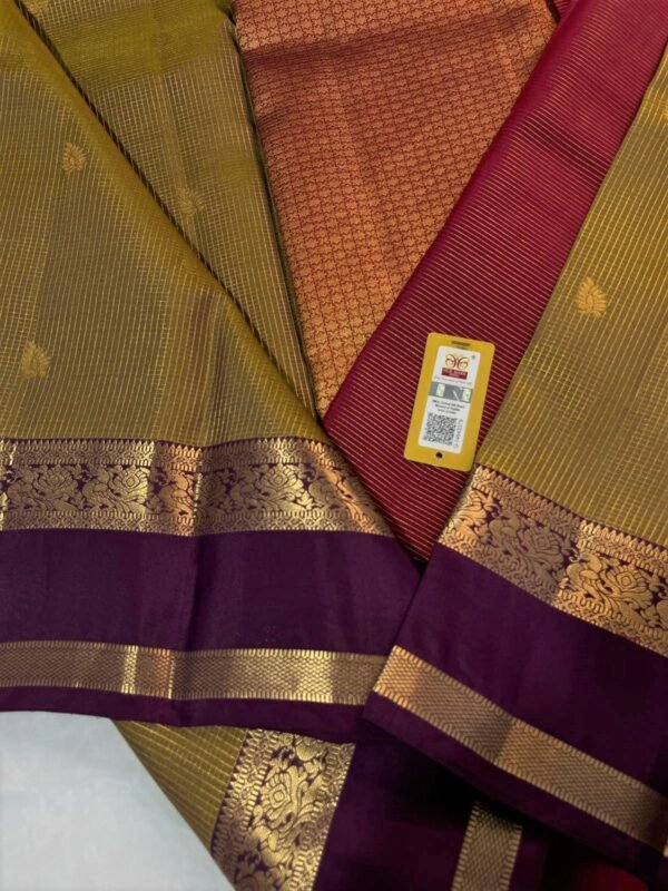 Kanchipurama Silk saree In Mehndi Green With Coffee Brown