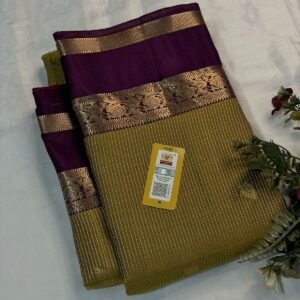 Kanchipurama Silk saree In Mehndi Green With Coffee Brown