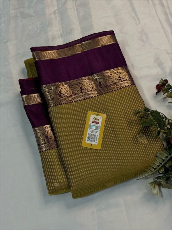 Kanchipurama Silk saree In Mehndi Green With Coffee Brown