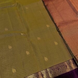Kanchipurama Silk saree In Mehndi Green With Coffee Brown