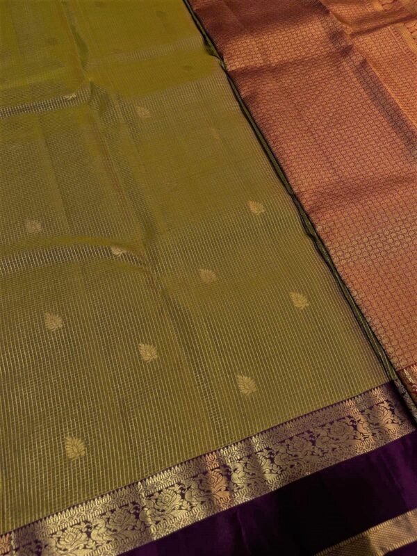 Kanchipurama Silk saree In Mehndi Green With Coffee Brown