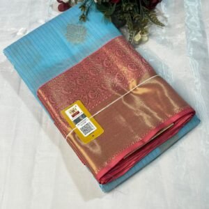 Kanchipurama Silk saree In Ananada Blue With Pink