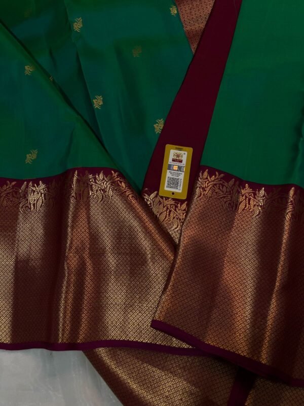 Kanchipuram Silk saree In Green With Maroon