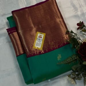 Kanchipuram Silk saree In Green With Maroon