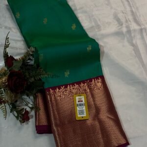 Kanchipuram Silk saree In Green With Maroon