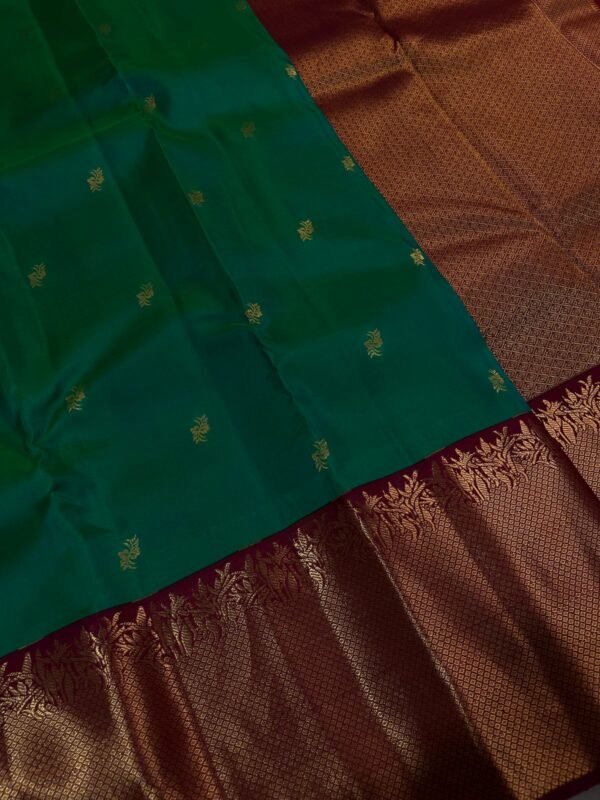Kanchipuram Silk saree In Green With Maroon