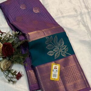 Kanchipurama Silk saree In Lavender With Peacock Blue