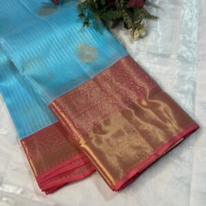 Kanchipurama Silk saree In Ananada Blue With Pink