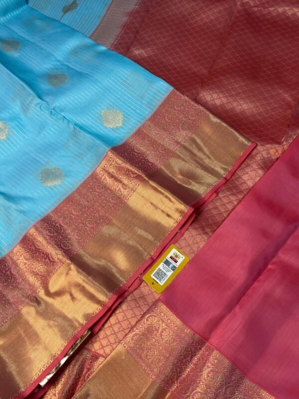 Kanchipurama Silk saree In Ananada Blue With Pink