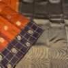 Kanchipuram Silk saree In Rust Orange With Coffee Brown
