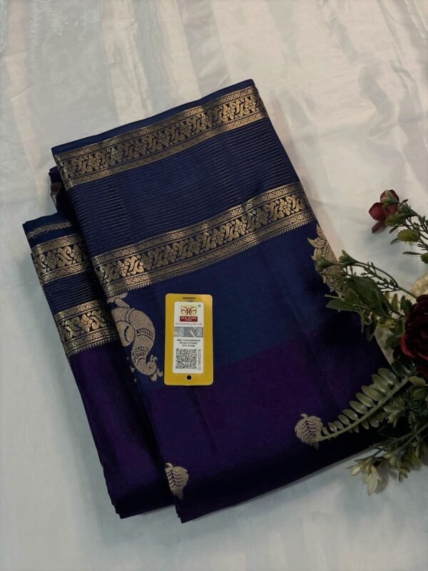 Kanchipuram Silk saree In Navy Blue