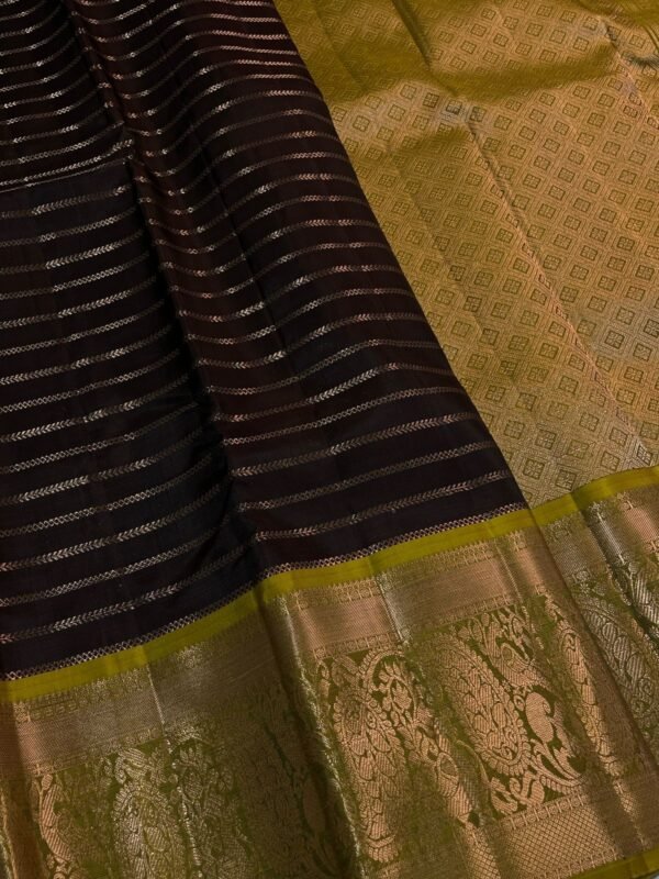 Kanchipurama Silk saree In Black with Green