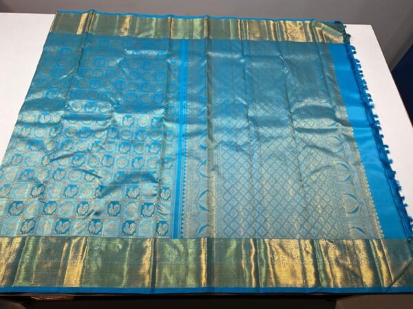 Kanchipuram SIlk Saree In Aqua Blue