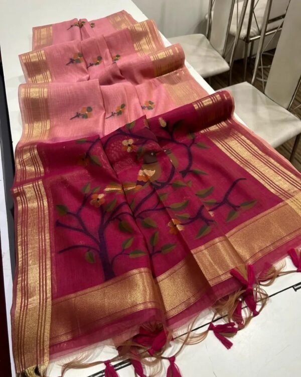 Beautiful munga weaving silk sareeContrast pallu n blouse3299shipping 14
