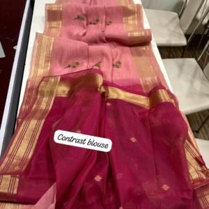 Beautiful munga weaving silk sareeContrast pallu n blouse3299+shipping