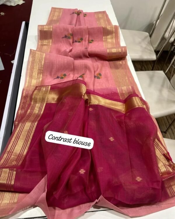 Beautiful munga weaving silk sareeContrast pallu n blouse3299+shipping