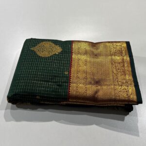 Kanchipuram Silk Saree With Dark Green With Maroon Red