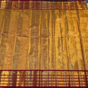 Kanchipuram Silk Saree Gold With Red For Wedding