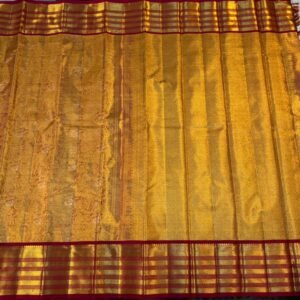 Kanchipuram Silk Saree Gold With Red For Wedding