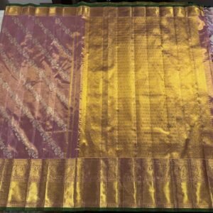 Kanchipuram silk saree In Gold With Lavender