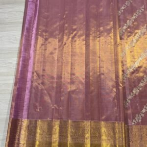 Kanchipuram silk saree In Gold With Lavender