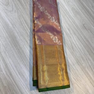 Kanchipuram silk saree In Gold With Lavender