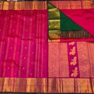 Kanchipuram SIlk Saree In Reddish Pink
