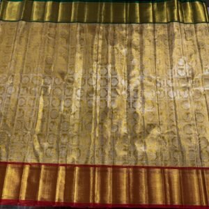 Kanchipuram Silk Saree In Gold With Ganga Jamuna Border