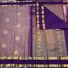 Retta Patta Border Kanchipuram Silk Saree In Dark Gray With Blue