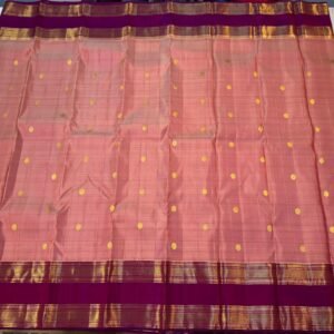 Retta Patta Border Kanchipuram Silk Saree In Onion Pink With Purple