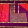Retta Patta Border Kanchipuram Silk Saree In Orange With Purple