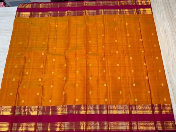 Retta Patta Border Kanchipuram Silk Saree In Orange With Maroon