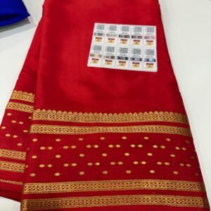 Pure Crepe Mysore Silk Sarees In Red