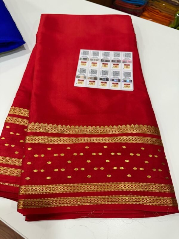 Pure Crepe Mysore Silk Sarees In Red