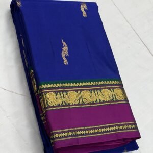 Kanchipuram Silk Saree In Blue With Purple