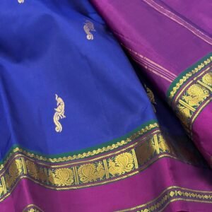 Kanchipuram Silk Saree In Blue With Purple