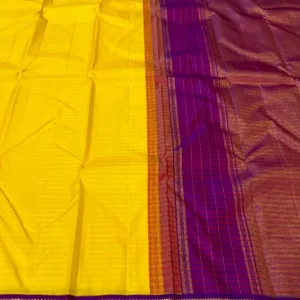 Kanchipuram SIlk Saree In yellow with Purple