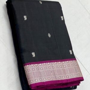 Black With Pink Kanchipuram Silk Saree