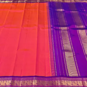 Rose Pink Kanchipuram silk Saree With Purple