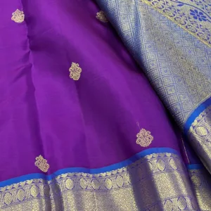 Purple Kanchipuram Silk Saree With Blue Border