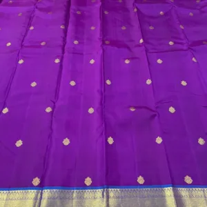 Purple Kanchipuram Silk Saree With Blue Border