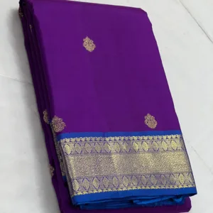 Purple Kanchipuram Silk Saree With Blue Border