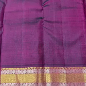 Dark Rani Pink Kanchipuram Silk Saree with Purple Border
