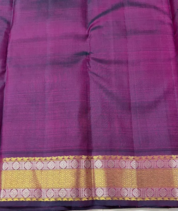 Dark Rani Pink Kanchipuram Silk Saree with Purple Border