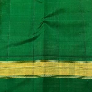 Vintage Kanchipuram Silk Saree In Orange With Green